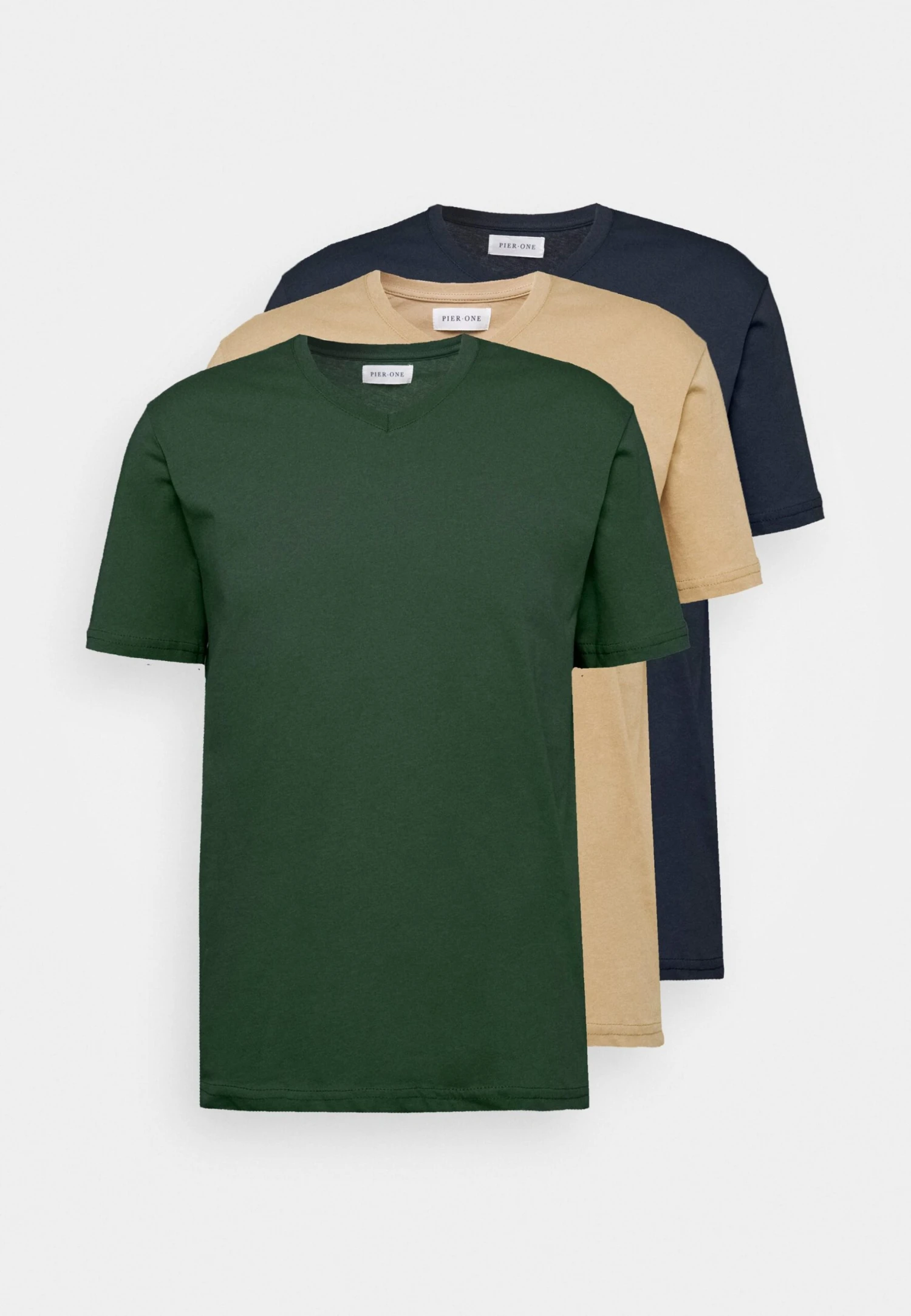 Pier One 3 Pack - T-Shirt Basic - Khaki/Tan/Dark Blue 7 Pier One 3 Pack - T-Shirt Basic - Khaki/Tan/Dark Blue - Image 7