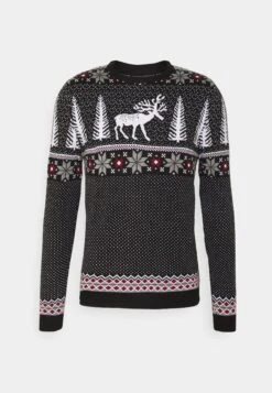 Pier One Wintery Christmas Jumper- Trui - Black