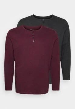 Pier One 2 Pack - Longsleeve - Dark Grey/Red -Pier One Algemene Winkel Voor Herenmode 4089c74a99f34581929abbbd5c30a0e5