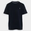 Pier One Pique Embro Detail- T-Shirt Basic - Dark Blue