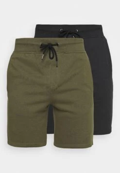 Pier One 2 Pack - Shorts - Black/Olive -Pier One Algemene Winkel Voor Herenmode 97446a5d1f4444a39e0756e4edaa81f0