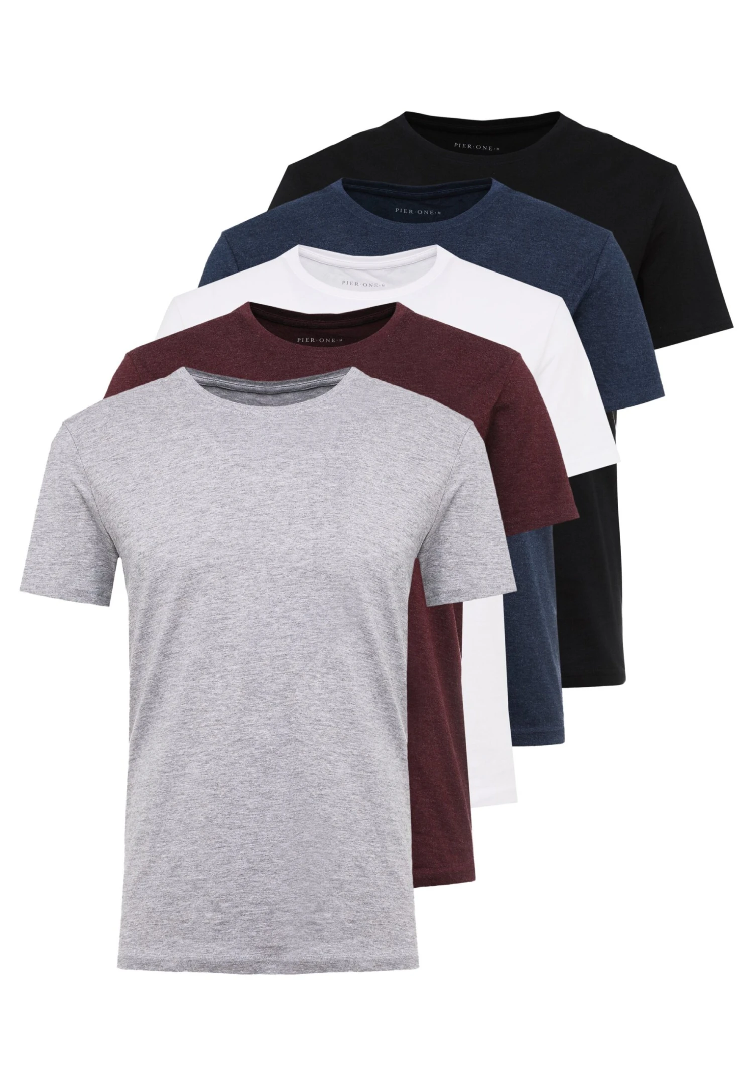 Pier One 5 Pack - T-Shirt Basic - Mottled Bordeaux/White 6 Pier One 5 Pack - T-Shirt Basic - Mottled Bordeaux/White - Image 6